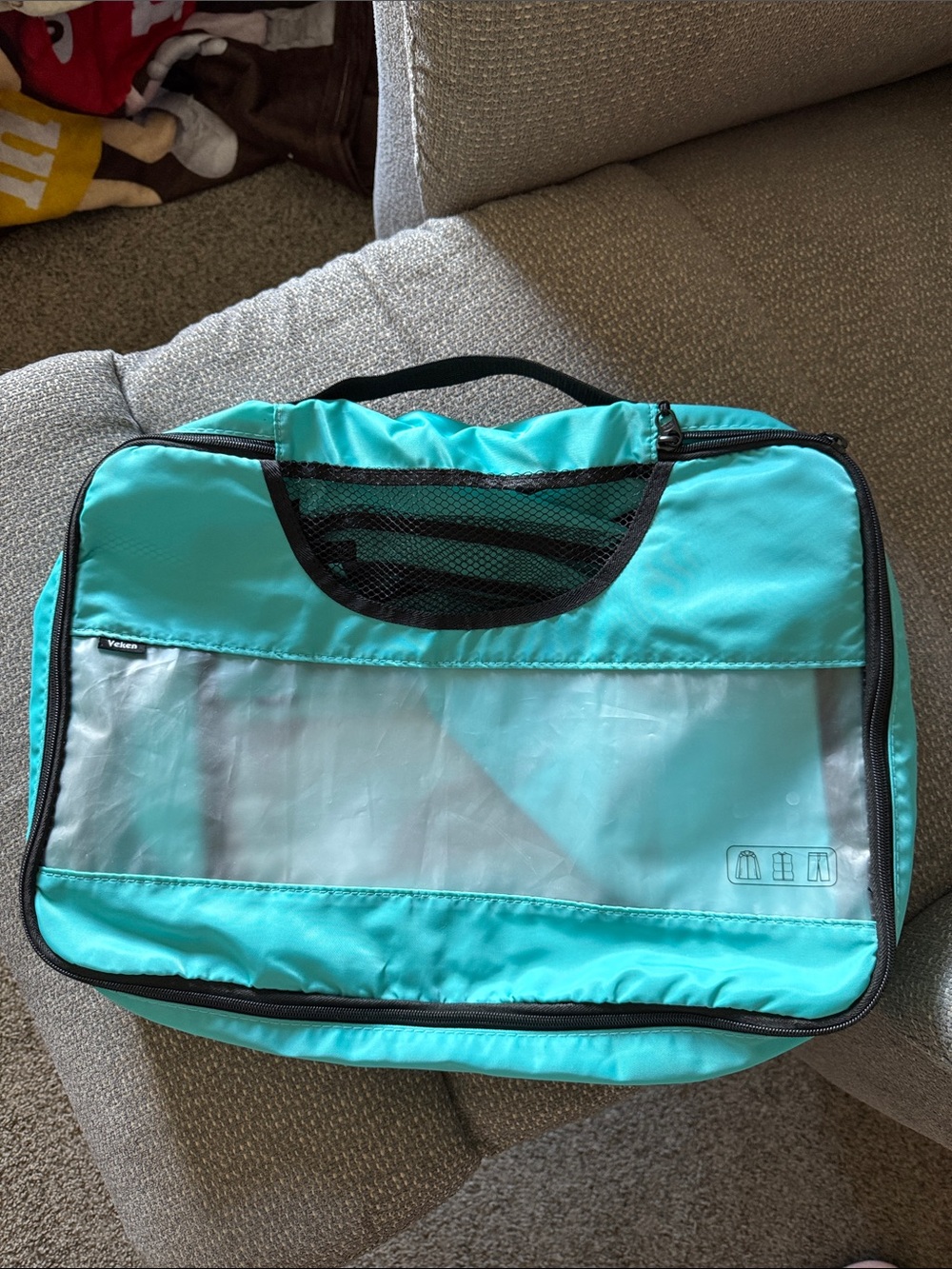 Turquoise Garment Storage Bag with Clear Front - Lightweight Organizer